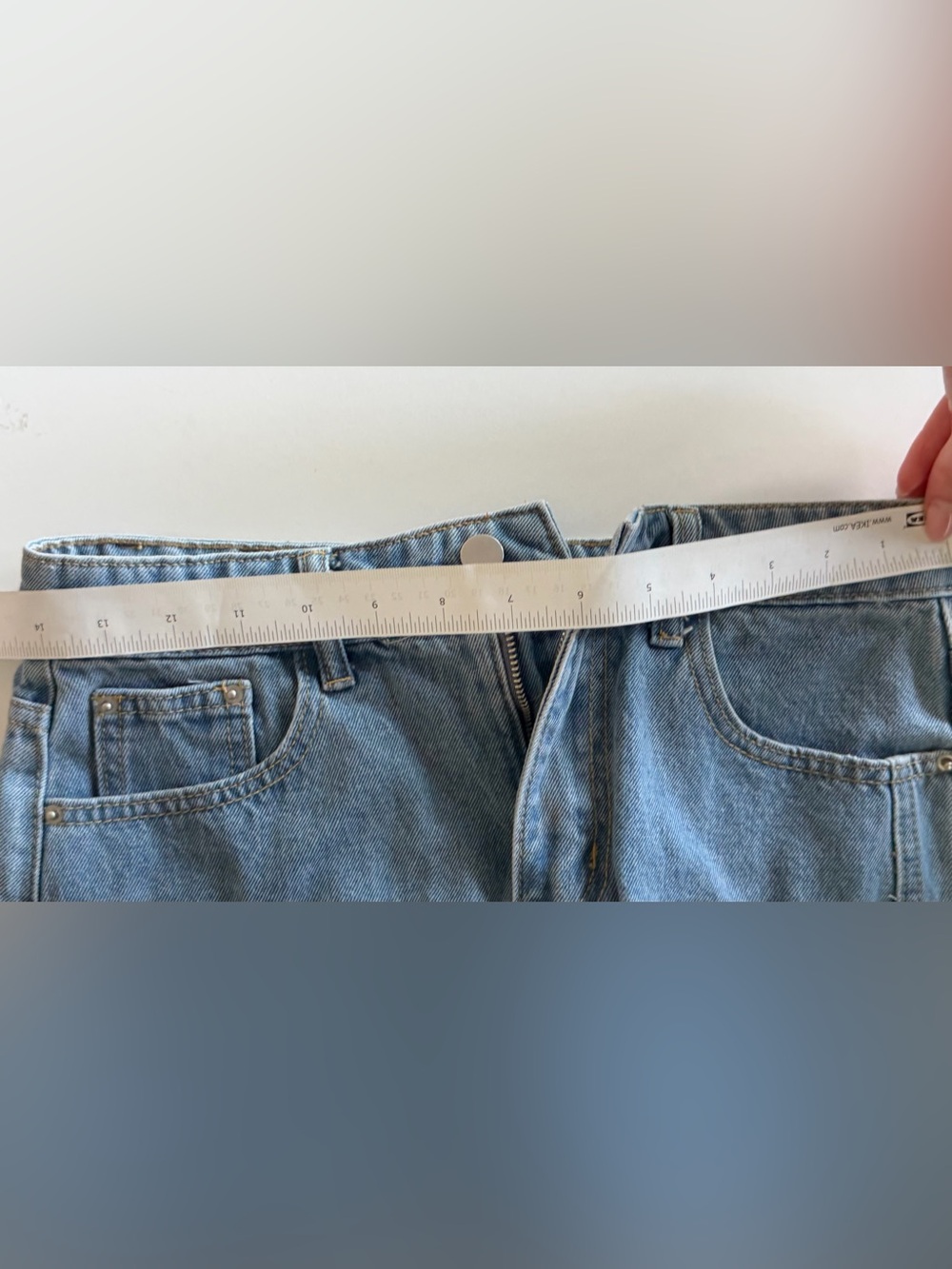 Casual Blue Denim Mini Skirt - Classic Raw Hem - Picture 4 of 5